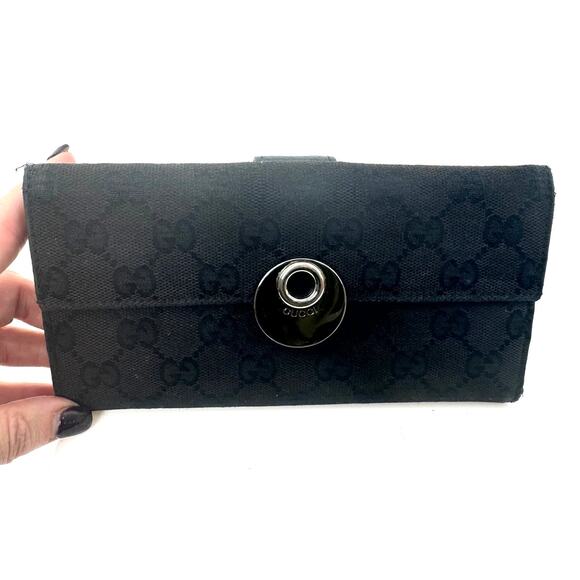 Gucci Black Nylon Canvas Tom Ford Era Monogram Continental Long Wallet - Picture 1 of 8